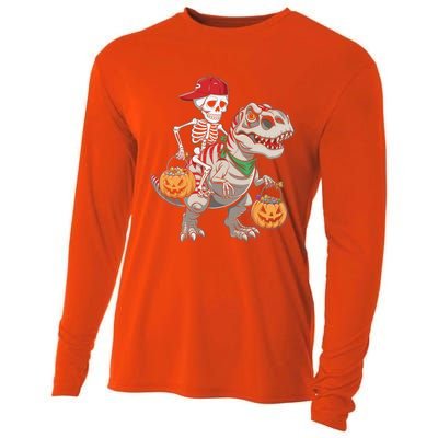 Skeleton Dinosaur Halloween Costume Meaningful Gift Cooling Performance Long Sleeve Crew