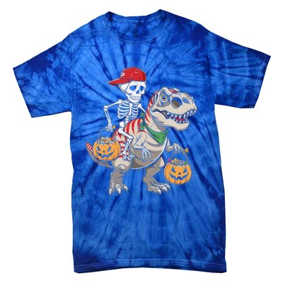 Skeleton Dinosaur Halloween Costume Meaningful Gift Tie-Dye T-Shirt