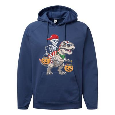 Skeleton Dinosaur Halloween Costume Meaningful Gift Performance Fleece Hoodie