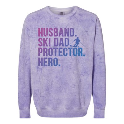 Ski Dad Husband Hero Gift Colorblast Crewneck Sweatshirt