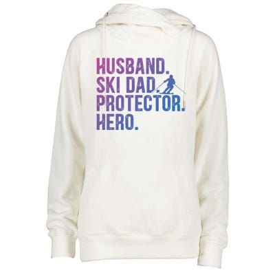 Ski Dad Husband Hero Gift Womens Funnel Neck Pullover Hood