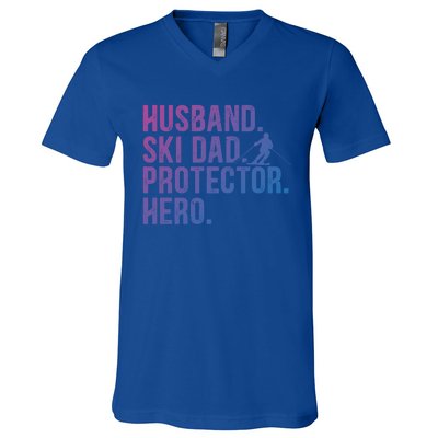 Ski Dad Husband Hero Gift V-Neck T-Shirt