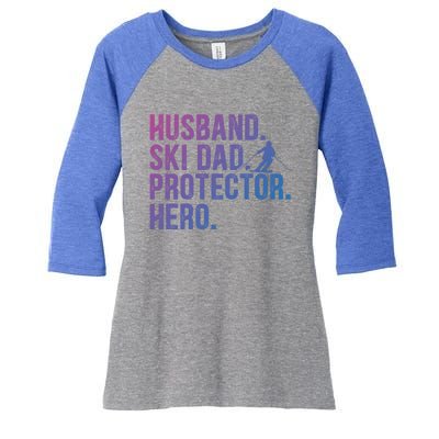 Ski Dad Husband Hero Gift Women's Tri-Blend 3/4-Sleeve Raglan Shirt