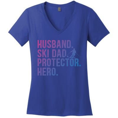 Ski Dad Husband Hero Gift Women's V-Neck T-Shirt