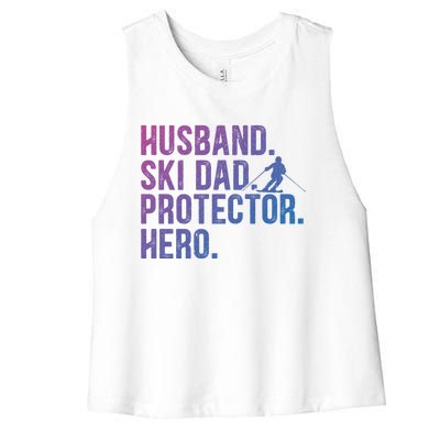 Ski Dad Husband Hero Gift Women's Racerback Cropped Tank