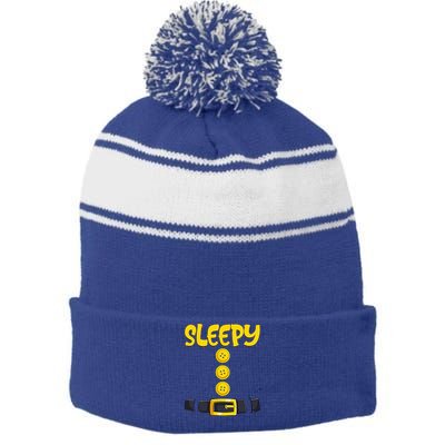 Sleepy Dwarf Halloween Costume Funny Gift Idea Sleepy Dwarf Stripe Pom Pom Beanie