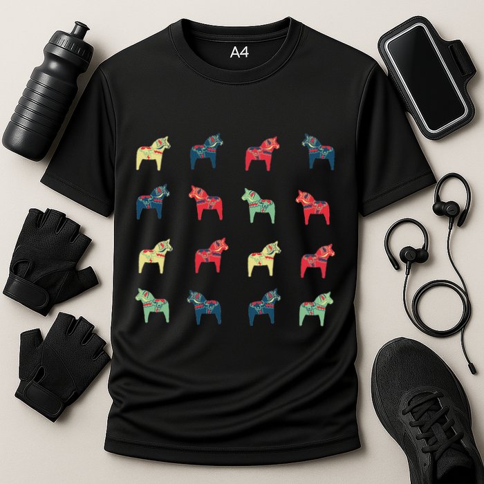 Swedish Dala Horses Dalecarlian Cooling Performance Crew T-Shirt