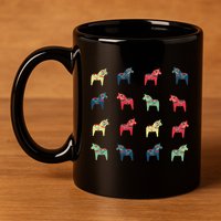 Swedish Dala Horses Dalecarlian 11oz C Handle Ceramic Mug