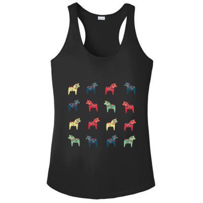 Swedish Dala Horses Dalecarlian Ladies PosiCharge Competitor Racerback Tank