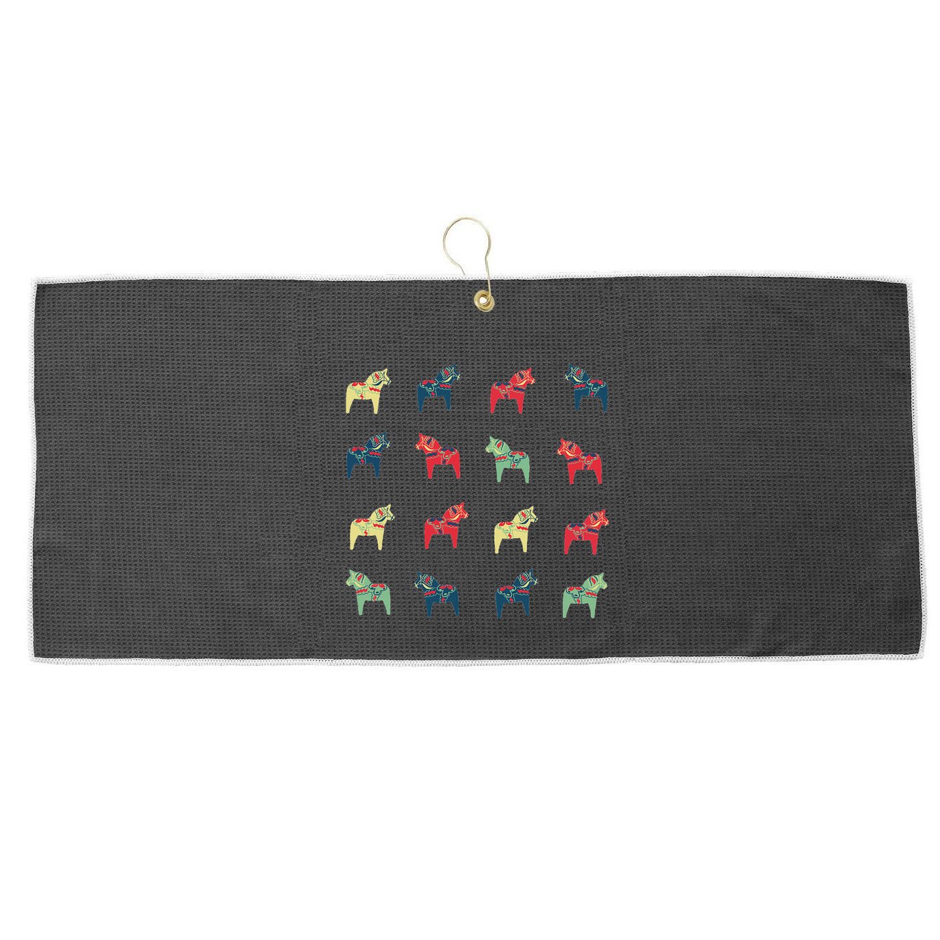Swedish Dala Horses Dalecarlian Large Microfiber Waffle Golf Towel
