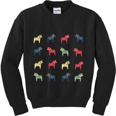 Swedish Dala Horses Dalecarlian Kids Sweatshirt