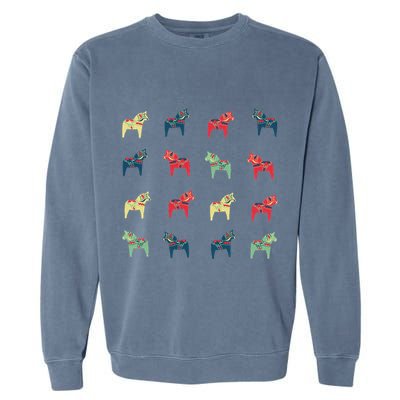 Swedish Dala Horses Dalecarlian Garment-Dyed Sweatshirt
