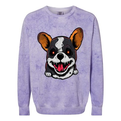 Spooky Dog Halloween Puppy Lover Spooky Zombie Dog Halloween Corgi Costume Funny Colorblast Crewneck Sweatshirt