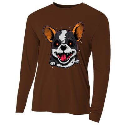 Spooky Dog Halloween Puppy Lover Spooky Zombie Dog Halloween Corgi Costume Funny Cooling Performance Long Sleeve Crew