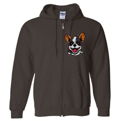 Spooky Dog Halloween Puppy Lover Spooky Zombie Dog Halloween Corgi Costume Funny Full Zip Hoodie