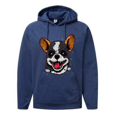 Spooky Dog Halloween Puppy Lover Spooky Zombie Dog Halloween Corgi Costume Funny Performance Fleece Hoodie