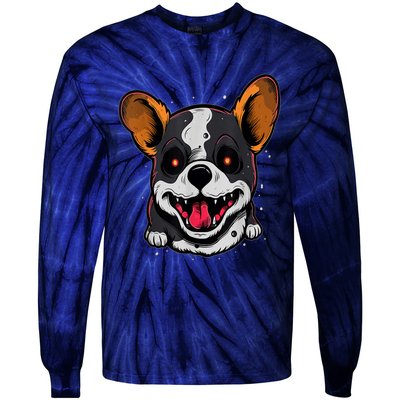 Spooky Dog Halloween Puppy Lover Spooky Zombie Dog Halloween Corgi Costume Funny Tie-Dye Long Sleeve Shirt