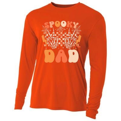 Spooky Dad Halloween Skeleton Costume Retro Groovy Cooling Performance Long Sleeve Crew