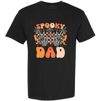 Spooky Dad Halloween Skeleton Costume Retro Groovy Garment-Dyed Heavyweight T-Shirt