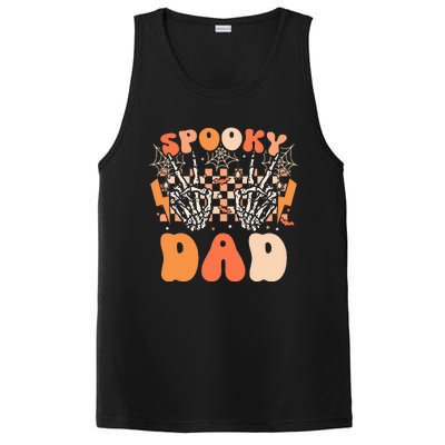 Spooky Dad Halloween Skeleton Costume Retro Groovy PosiCharge Competitor Tank