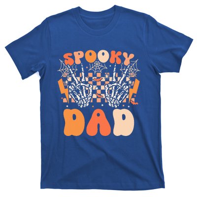 Spooky Dad Halloween Skeleton Costume Retro Groovy T-Shirt