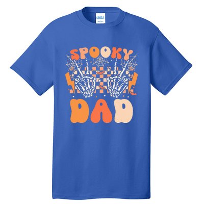 Spooky Dad Halloween Skeleton Costume Retro Groovy Tall T-Shirt