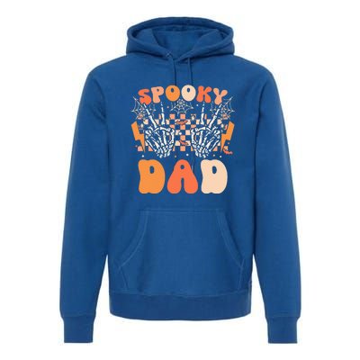 Spooky Dad Halloween Skeleton Costume Retro Groovy Premium Hoodie