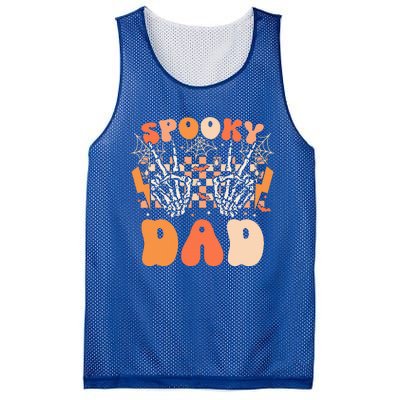 Spooky Dad Halloween Skeleton Costume Retro Groovy Mesh Reversible Basketball Jersey Tank