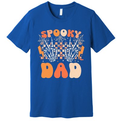 Spooky Dad Halloween Skeleton Costume Retro Groovy Premium T-Shirt