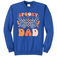 Spooky Dad Halloween Skeleton Costume Retro Groovy Tall Sweatshirt