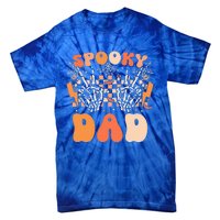 Spooky Dad Halloween Skeleton Costume Retro Groovy Tie-Dye T-Shirt