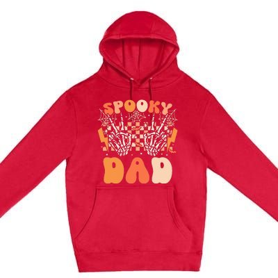 Spooky Dad Halloween Skeleton Costume Retro Groovy Premium Pullover Hoodie