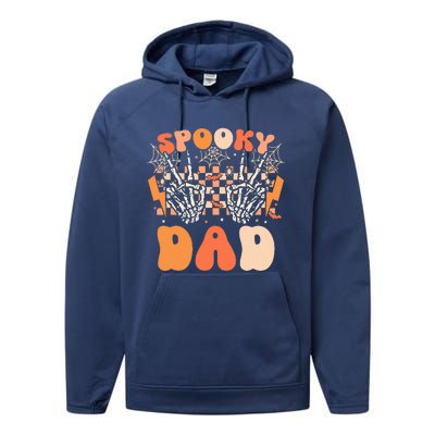 Spooky Dad Halloween Skeleton Costume Retro Groovy Performance Fleece Hoodie