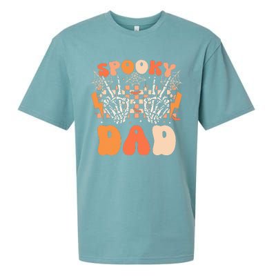 Spooky Dad Halloween Skeleton Costume Retro Groovy Sueded Cloud Jersey T-Shirt