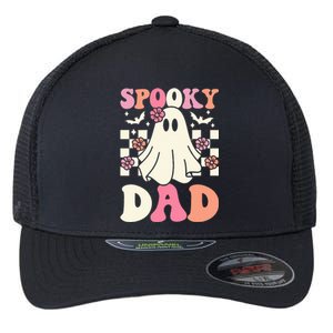 Spooky Dad Halloween Ghost Costume Retro Groovy Flexfit Unipanel Trucker Cap