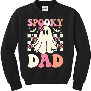 Spooky Dad Halloween Ghost Costume Retro Groovy Kids Sweatshirt