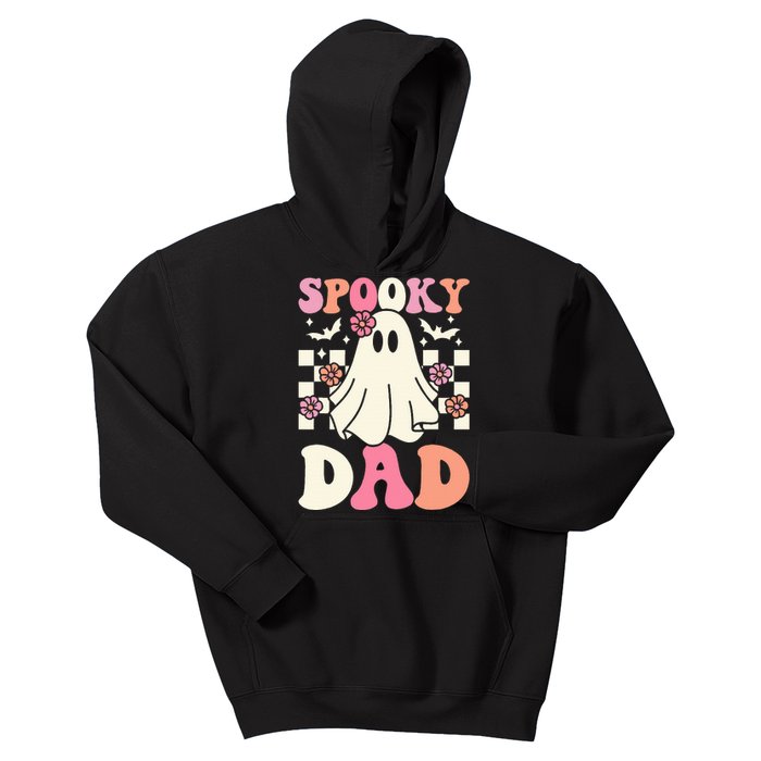 Spooky Dad Halloween Ghost Costume Retro Groovy Kids Hoodie