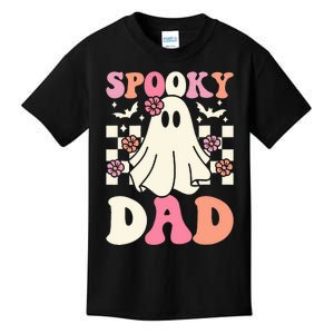 Spooky Dad Halloween Ghost Costume Retro Groovy Kids T-Shirt