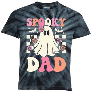 Spooky Dad Halloween Ghost Costume Retro Groovy Kids Tie-Dye T-Shirt