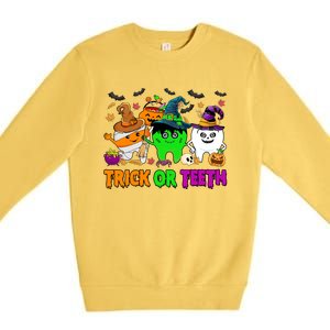 Spooky Dentist Halloween Trick Or Teeth Dental Assistant Cute Gift Premium Crewneck Sweatshirt