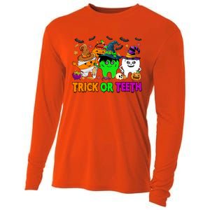 Spooky Dentist Halloween Trick Or Teeth Dental Assistant Cute Gift Cooling Performance Long Sleeve Crew