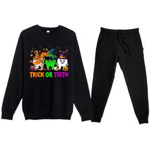 Spooky Dentist Halloween Trick Or Teeth Dental Assistant Cute Gift Premium Crewneck Sweatsuit Set