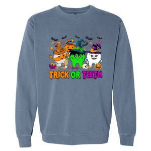 Spooky Dentist Halloween Trick Or Teeth Dental Assistant Cute Gift Garment-Dyed Sweatshirt