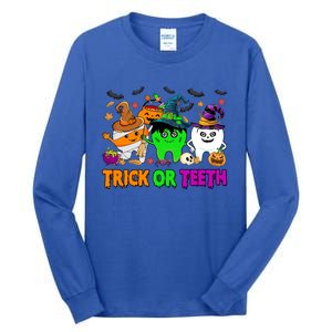 Spooky Dentist Halloween Trick Or Teeth Dental Assistant Cute Gift Tall Long Sleeve T-Shirt