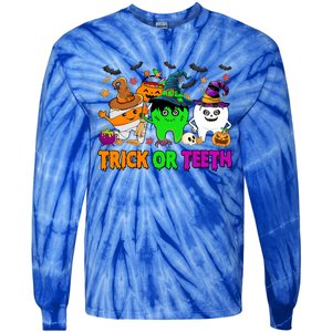 Spooky Dentist Halloween Trick Or Teeth Dental Assistant Cute Gift Tie-Dye Long Sleeve Shirt