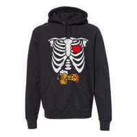 Skeleton Dad Halloween Pregnancy Couples Costumes Premium Hoodie