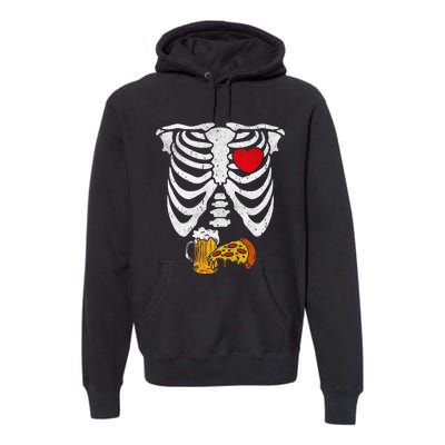 Skeleton Dad Halloween Pregnancy Couples Costumes Premium Hoodie