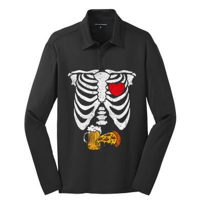 Skeleton Dad Halloween Pregnancy Couples Costumes Silk Touch Performance Long Sleeve Polo