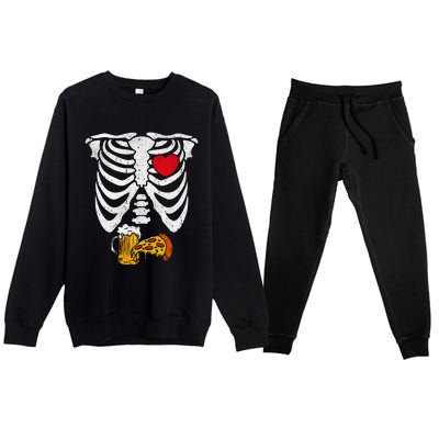 Skeleton Dad Halloween Pregnancy Couples Costumes Premium Crewneck Sweatsuit Set