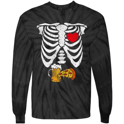 Skeleton Dad Halloween Pregnancy Couples Costumes Tie-Dye Long Sleeve Shirt